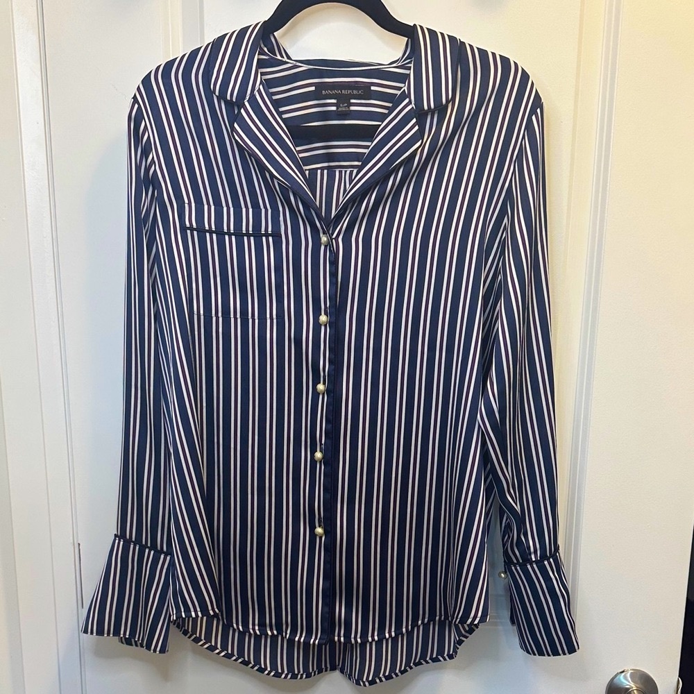 Banana Republic Striped Button-Down Blouse